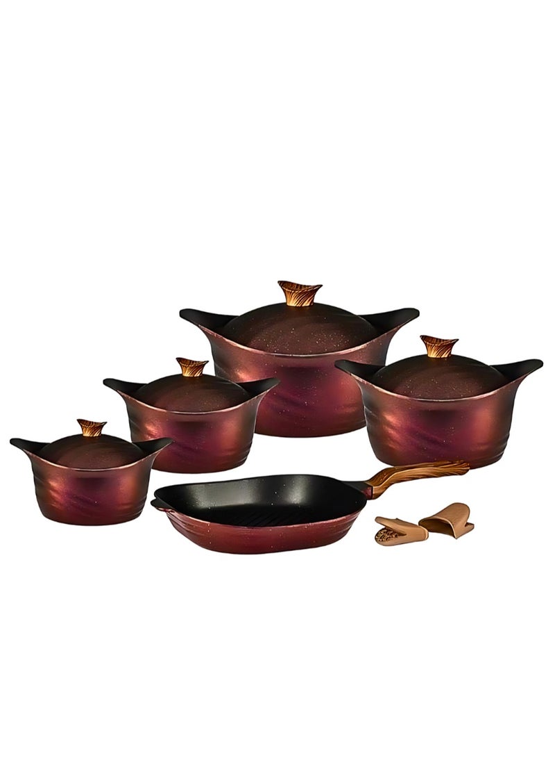 Kazan 9-piece granite cookware set, sizes 18/32