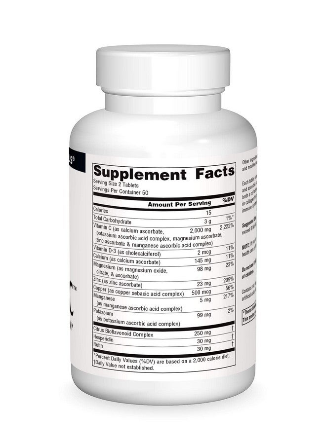 Source Naturals Ultimate Ascorbate C - Vitamin C - 2000 mg Supports Immune System - 100 Tablets - Image 1