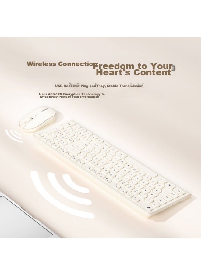 Cherry Dw2380 Wireless Keyboard And Mouse Set Upgrade Version 98-key Quiet Keyboard Mouse Notebook Computer Cute Thin Film External Lijiang Pink For Girls - Image 1