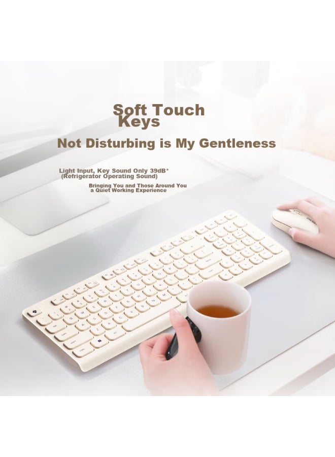 Cherry Dw2380 Wireless Keyboard And Mouse Set Upgrade Version 98-key Quiet Keyboard Mouse Notebook Computer Cute Thin Film External Lijiang Pink For Girls - Image 2