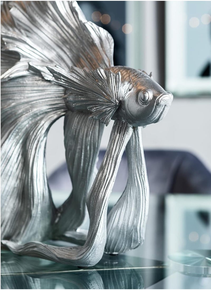 Betta Fish Design Decorative Object, Silver, Small Siamese Fighting Fish, Resin - Unique Living Room Accessory, 36.5 x 33.5 x 14 cm - pzsku/ZD5C17359344EF05B3EC4Z/45/_/1733133819/13454a16-02a3-41f2-810e-154bb8639faf