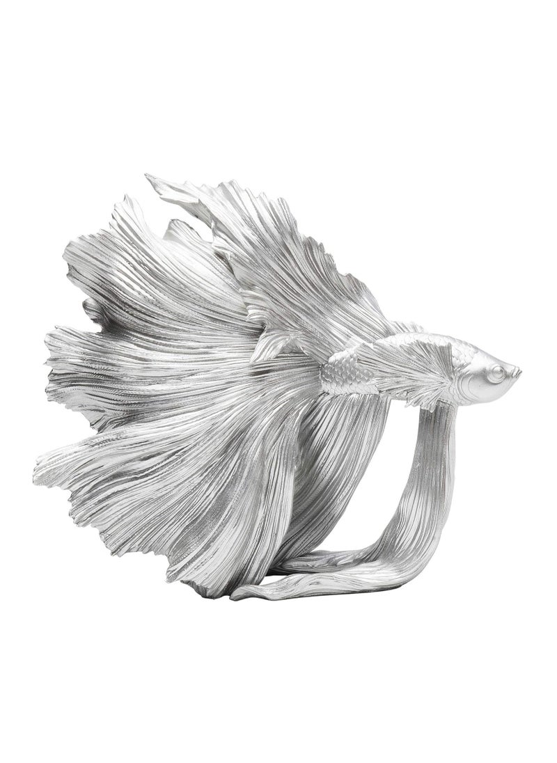 Betta Fish Design Decorative Object, Silver, Small Siamese Fighting Fish, Resin - Unique Living Room Accessory, 36.5 x 33.5 x 14 cm - pzsku/ZD5C17359344EF05B3EC4Z/45/_/1733133825/a2fe7c85-107e-4744-9cfa-beeeb01c3ade