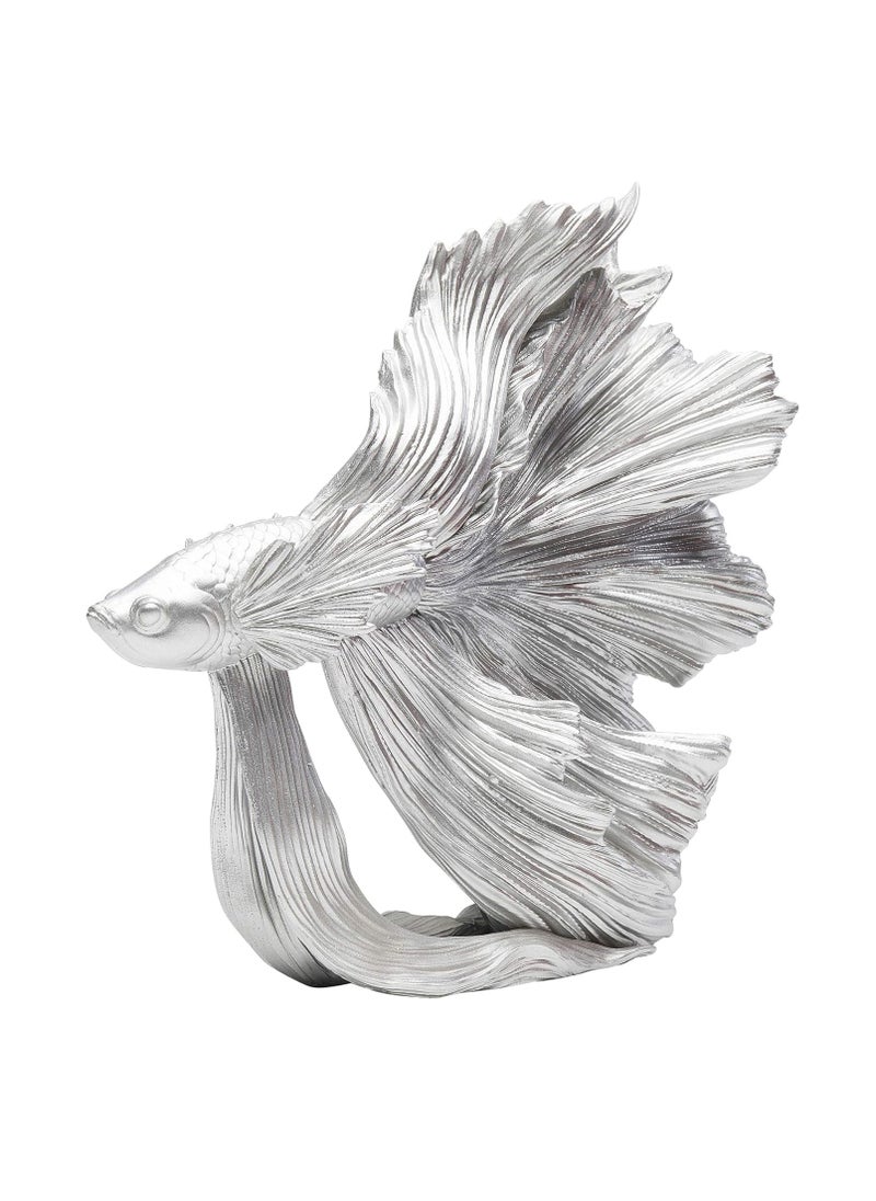 Betta Fish Design Decorative Object, Silver, Small Siamese Fighting Fish, Resin - Unique Living Room Accessory, 36.5 x 33.5 x 14 cm - pzsku/ZD5C17359344EF05B3EC4Z/45/_/1733133833/0a81a844-9f29-4b5e-b2da-189900fa11ee