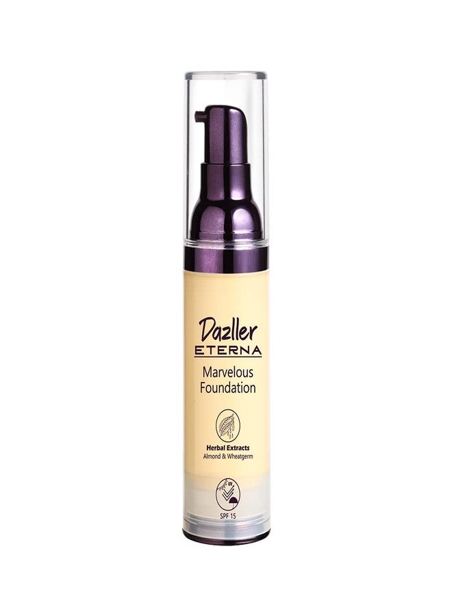 Dazller Eterna Marvelous Foundation, 30mL, Honey MF31, Natural Matte finish, SPF 15 protection, Long-lasting up to 8 hours, Water-resistant, Medium-High Coverage, Moisture-locking Oils, Enriched with Nourishing Extracts - Chamomile & Chebula, Vegan, Cruelty-free - Image 2