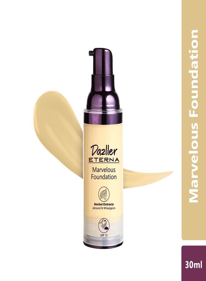 Dazller Eterna Marvelous Foundation, 30mL, Honey MF31, Natural Matte finish, SPF 15 protection, Long-lasting up to 8 hours, Water-resistant, Medium-High Coverage, Moisture-locking Oils, Enriched with Nourishing Extracts - Chamomile & Chebula, Vegan, Cruelty-free - Image 3