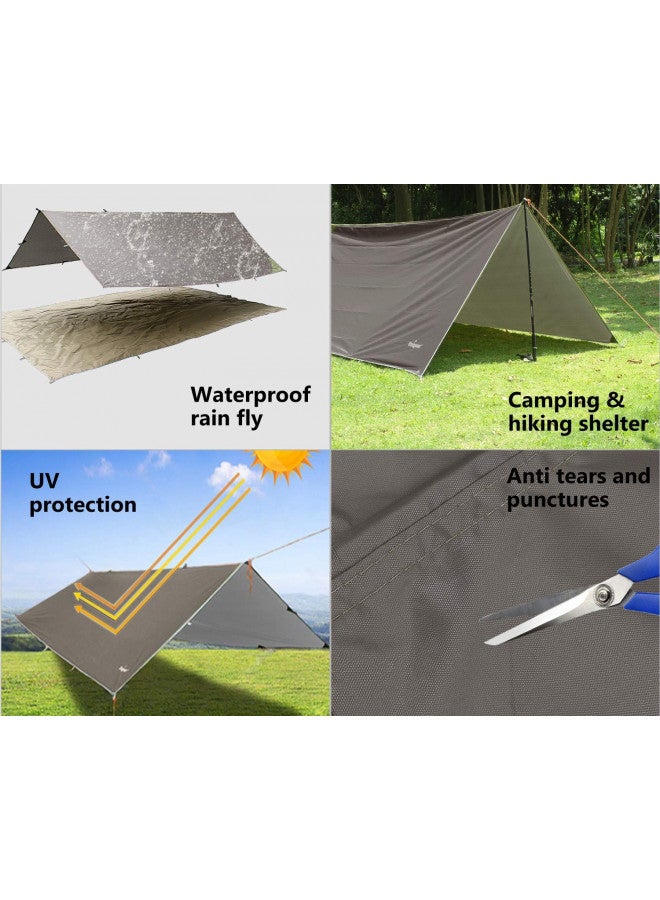 Unigear Unigear Hammock Rain Fly Waterproof,UV Protection and PU 3000mm Waterproof Tent Tarp, Lightweight for Camping, Backpacking and Outdoor Adventure(Brown,10 * 10ft)  - Image 3
