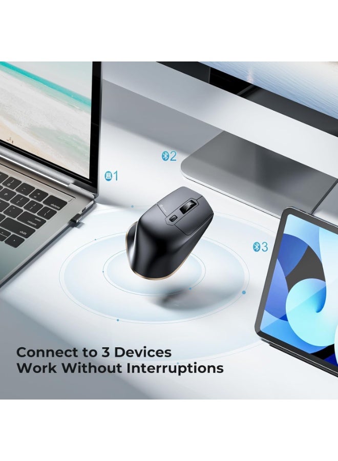 آيكليفير ماوس بلوتوث ماوس لاسلكي مزدوج الوضع متعدد الأجهزة ماوس مريح مع قابلية للتعديل - Image 4