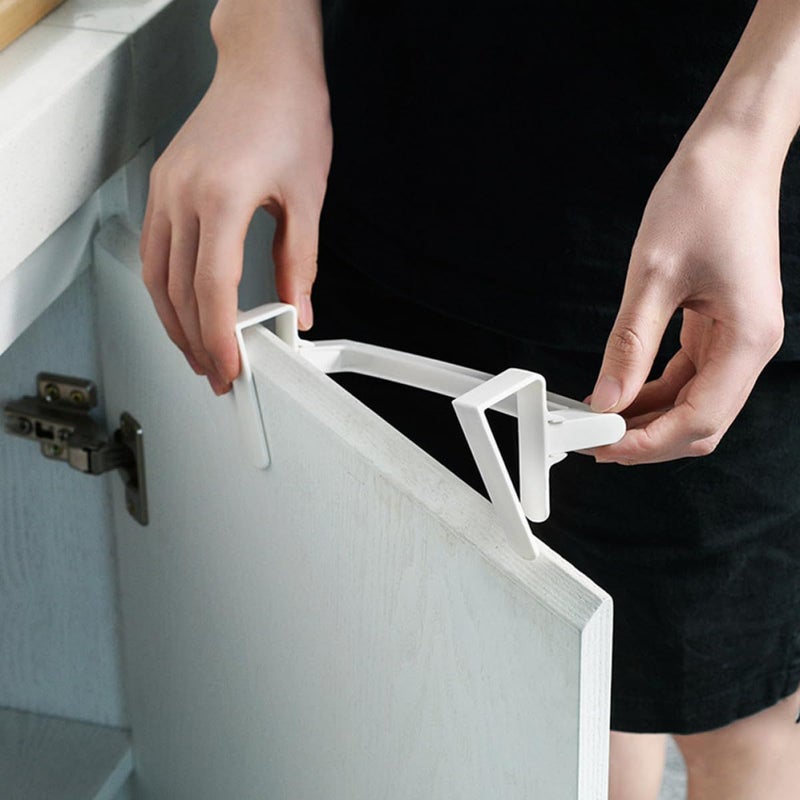 2 Plastic Towel Rack Hanging Bars For Kitchen Cabinet Door Dish Cloth Holder Bathroom Wall Mounted Organizer White Small Storage Towel Bar For Home Use - Image 5