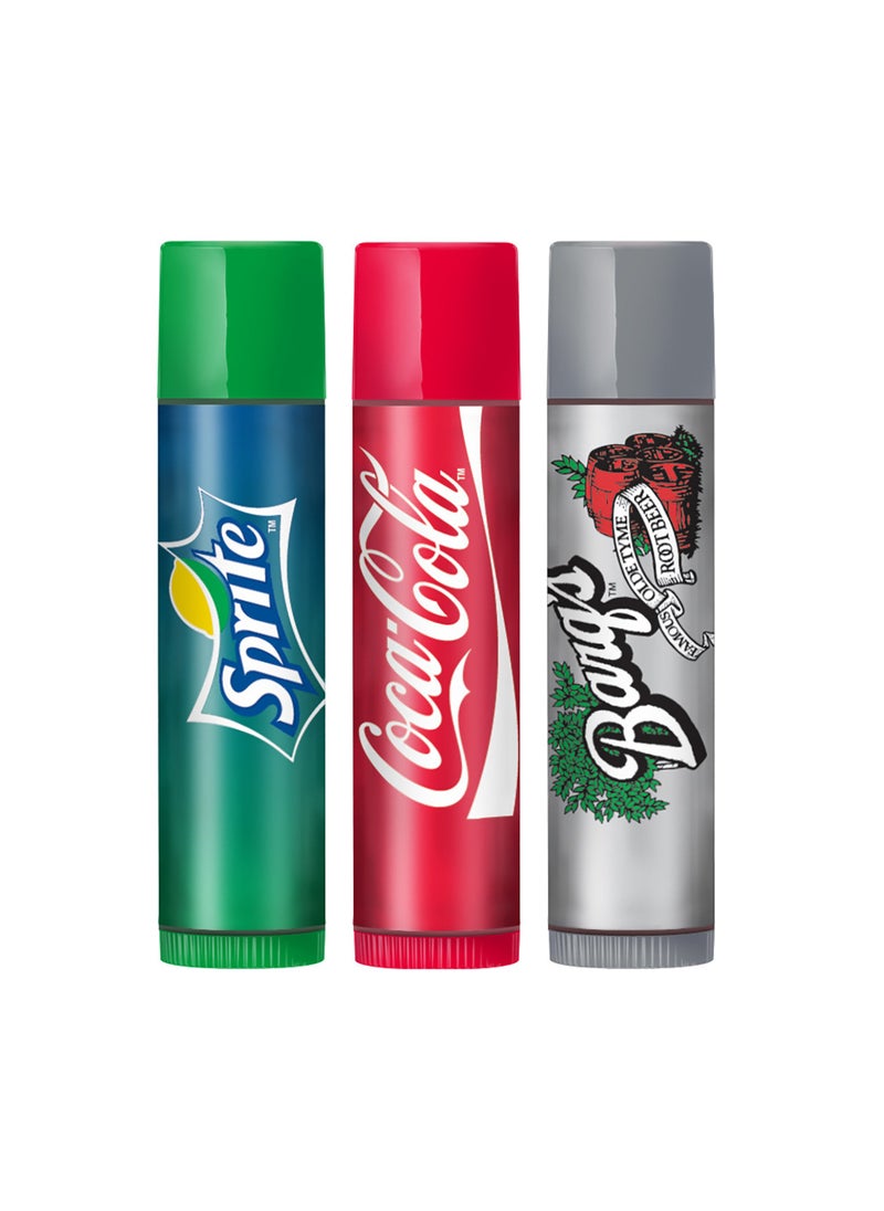 Lip Smacker - Lip Smacker Coca Cola Collection  Moisturizing Soothing Trio Sprite Coke  Barqs Root Beer - Image 1