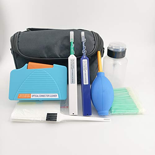 QIIRUN Fiber Optic Cleaning Kit FTTH Optical Fiber Cleaner Tools with Fiber Cleaning Cassette for FC SC ST LC MU Connectors, 1.25mm/2.5mm Fiber Cleaner Pens, Cleaning Swabs Wipes - Image 1