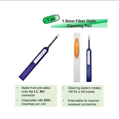 QIIRUN Fiber Optic Cleaning Kit FTTH Optical Fiber Cleaner Tools with Fiber Cleaning Cassette for FC SC ST LC MU Connectors, 1.25mm/2.5mm Fiber Cleaner Pens, Cleaning Swabs Wipes - Image 5
