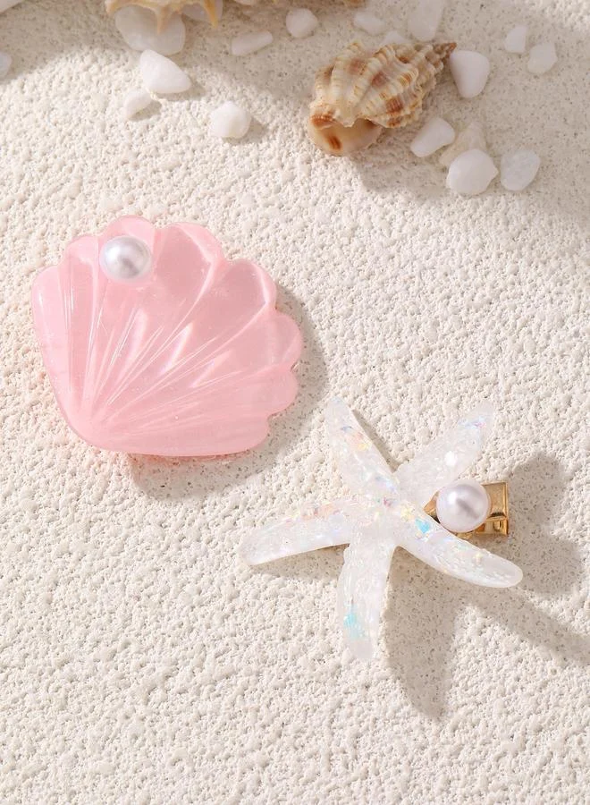 تايك تو Set of 2 - Seashell and Starfish Hair Clip