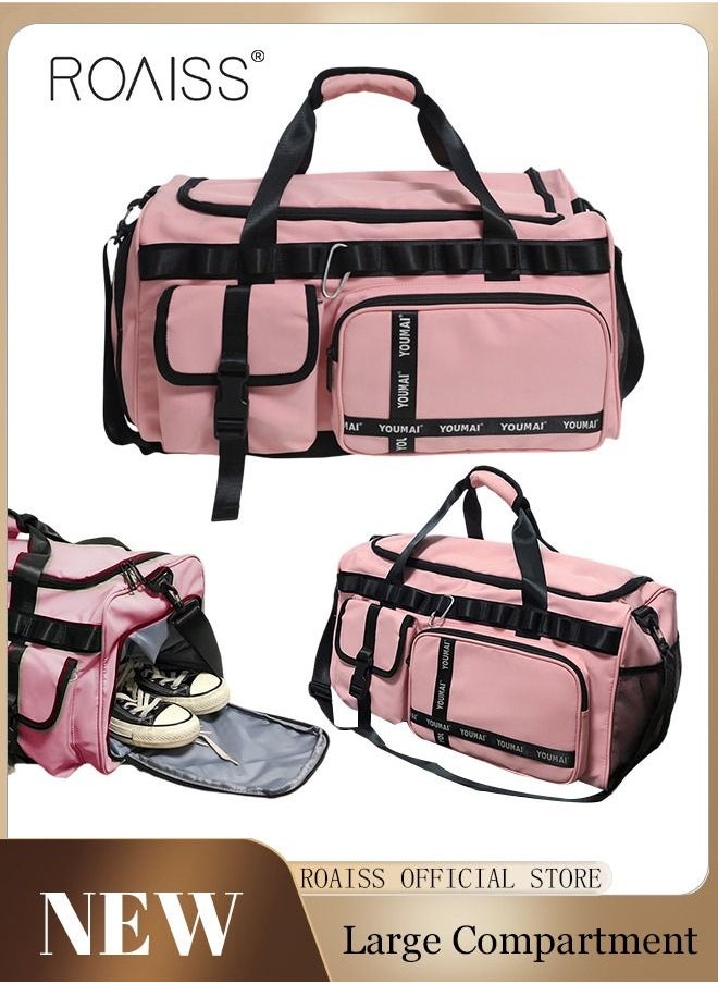 roaiss Large-Capacity Travel Bag Men's Short-Distance Luggage Backpack College Students Boarding Backpack Dry and Wet Separation Fitness Bag  - Image 1