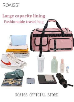 roaiss Large-Capacity Travel Bag Men's Short-Distance Luggage Backpack College Students Boarding Backpack Dry and Wet Separation Fitness Bag  - Image 4
