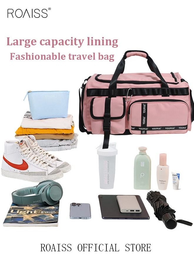 roaiss Large-Capacity Travel Bag Men's Short-Distance Luggage Backpack College Students Boarding Backpack Dry and Wet Separation Fitness Bag  - Image 4