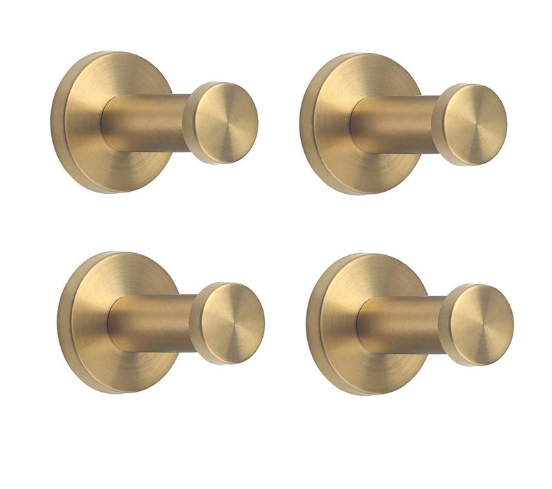 NELXULAS Golden Brushed Stainless Steel Single Super Heavy Duty Wall Mount Hook Bath Towel Hooks Coat Hanger 2 4 PCS