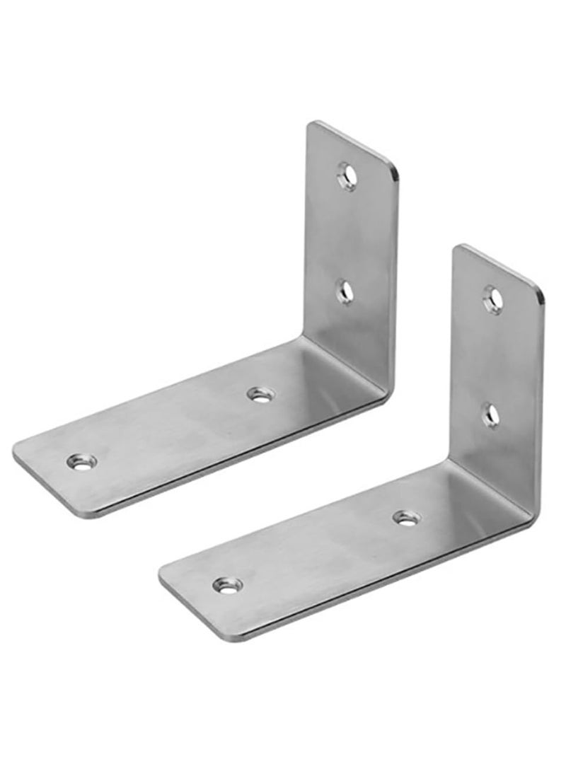Rubik Shelf Brackets 5 inch - 2pcs Heavy Duty L Shaped 90-Degree Right Angle Corner Brace Joint Brackets for Table Bench Space Saving DIY - Silver  - Image 1