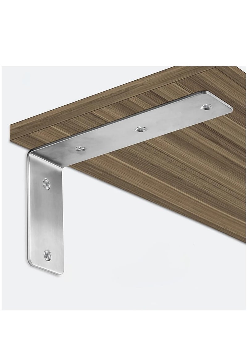 Rubik Shelf Brackets 5 inch - 2pcs Heavy Duty L Shaped 90-Degree Right Angle Corner Brace Joint Brackets for Table Bench Space Saving DIY - Silver  - Image 3