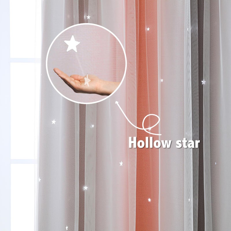 Anytime Dream Star Blackout Curtains for Kids Rooms Girl Princess Curtain for Daughter Bedroom Window (Pink Grey,1 Panel,W52 x L63inch) - Image 5