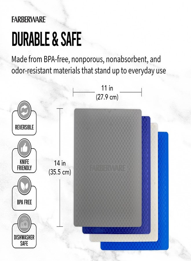 فاربرواير مجموعة حصائر تقطيع مرنة للمطبخ من فاربروير - صنع في الولايات المتحدة الأمريكية - لمنع انتقال العدوى، مقاس 11 × 14 بوصة، تصميم مانع للانزلاق - أداة مطبخ أساسية سهلة التنظيف، 4 قطع - Image 3