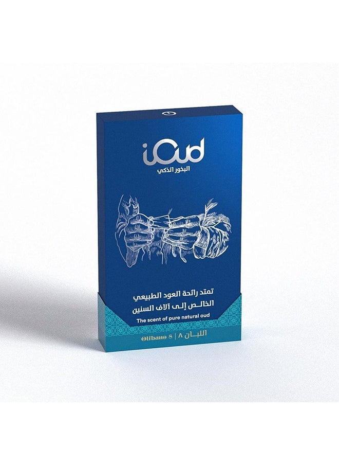 آي عود - بخور عود لبان برائحة الأوليبانو 8 قطع مع حامل بخور 13X7X4 سم - Image 1