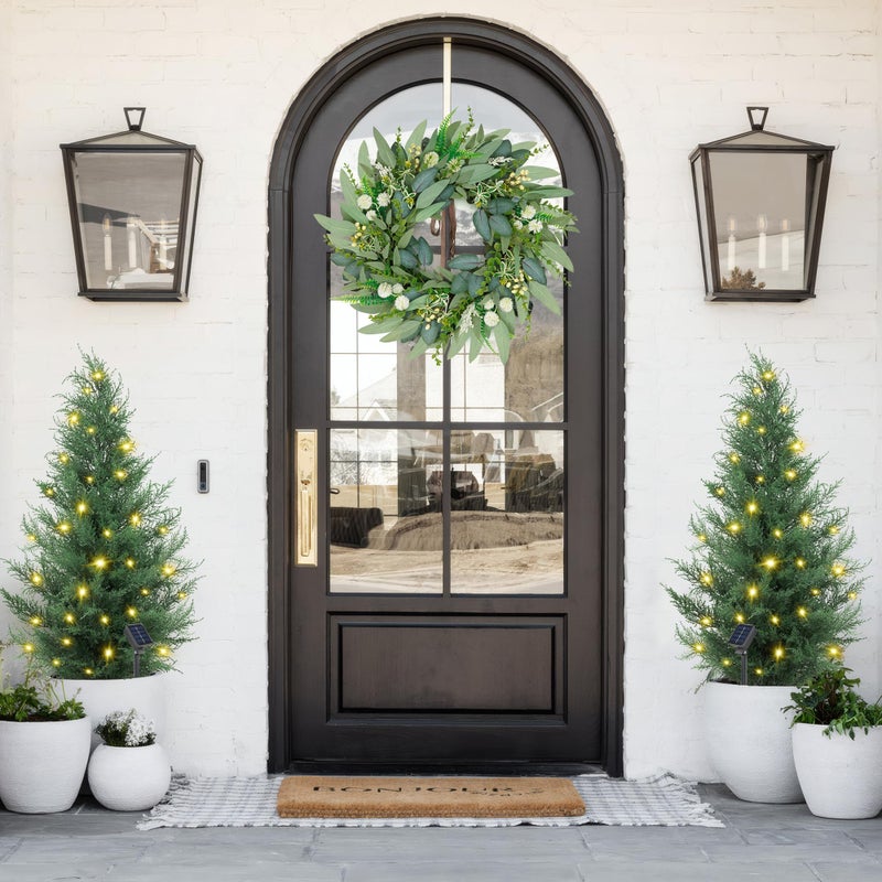 SEVENLOVE 36" Artificial Cedar Topiary Tree for Outdoor,Cedar Trees with Lights Lifelike UV Protected Front Door Decor, 3ft Faux Pine Shrubs Plants for Front Door Porch Home Office Decor - Image 5