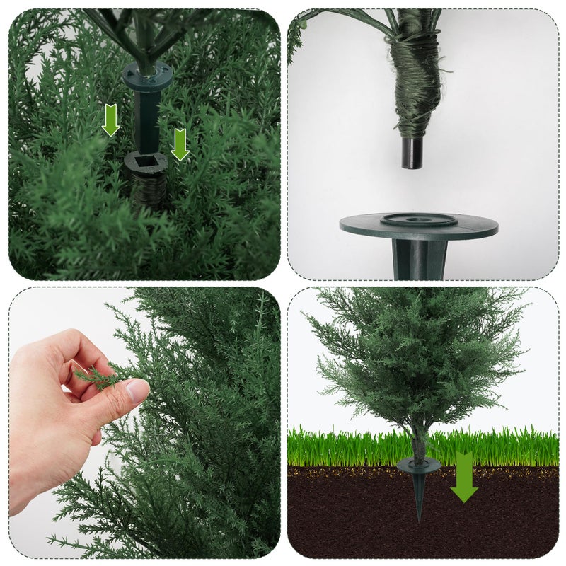 SEVENLOVE 36" Artificial Cedar Topiary Tree for Outdoor,Cedar Trees with Lights Lifelike UV Protected Front Door Decor, 3ft Faux Pine Shrubs Plants for Front Door Porch Home Office Decor - Image 4