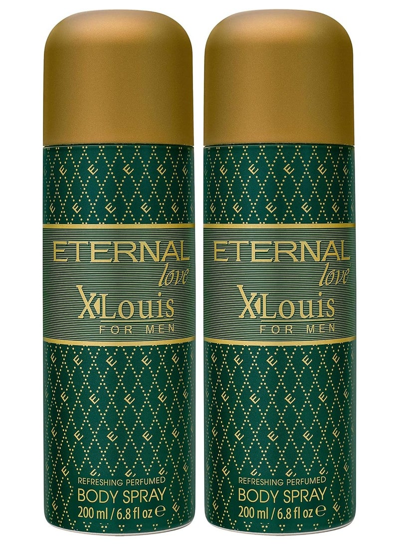 Eternal Love Body Spray Xlouis Men 200ml (Pack of 2) - Image 1