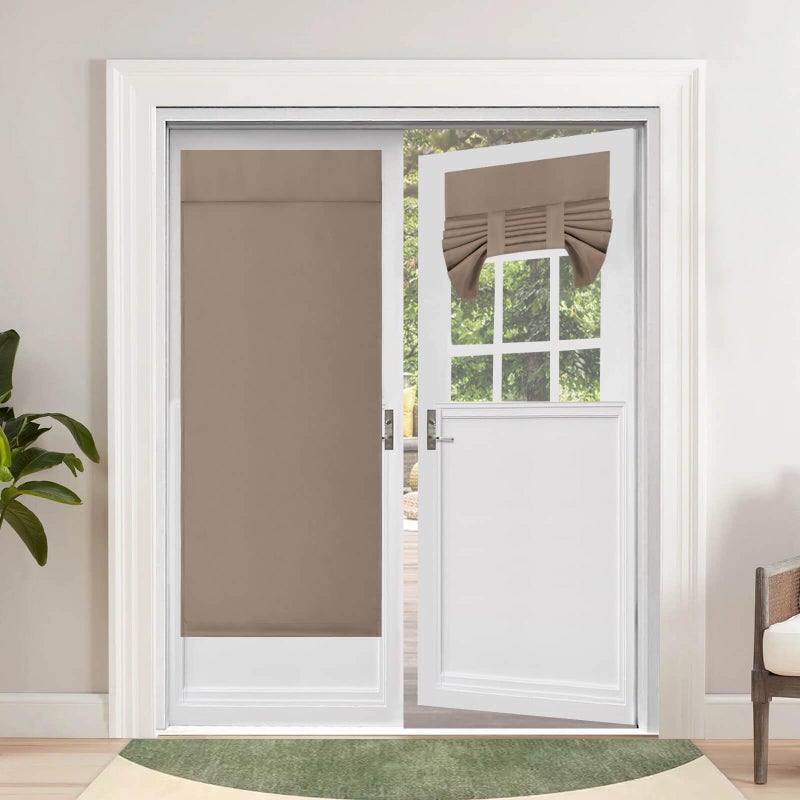 OutdoorLines الخطوط الخارجية لتيرة الأبواب الفرنسية ستائر الخصوصية المعزولة الحرارية معزولة الظلال الزجاجية سهلة تثبيت الستائر تريشيا ستارة الباب الأمامي W26 X L68 بوصة الجمل 2 لوحات - Image 1
