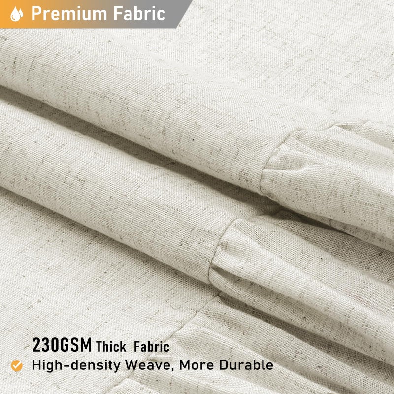 BTTN Farmhouse Shower Curtain - Rustic Heavy Duty Fabric Linen Shower Curtain Set with Ruffle Hem  Machine Washable  Vintage Shabby Chic Cloth Shower Curtains for Bathroom - Natural - 72x72 - Image 2