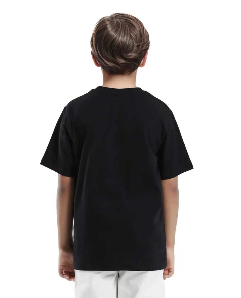 Rare Ones Rare Ones Kids Orbo Black Cotton Blend Half Sleeve Printed Regular Fit T-Shirt