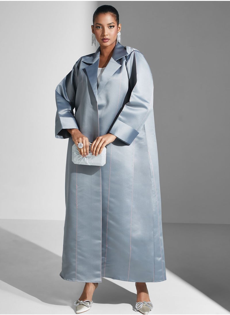 Aara Striped Design Knitted Abaya  - Image 5