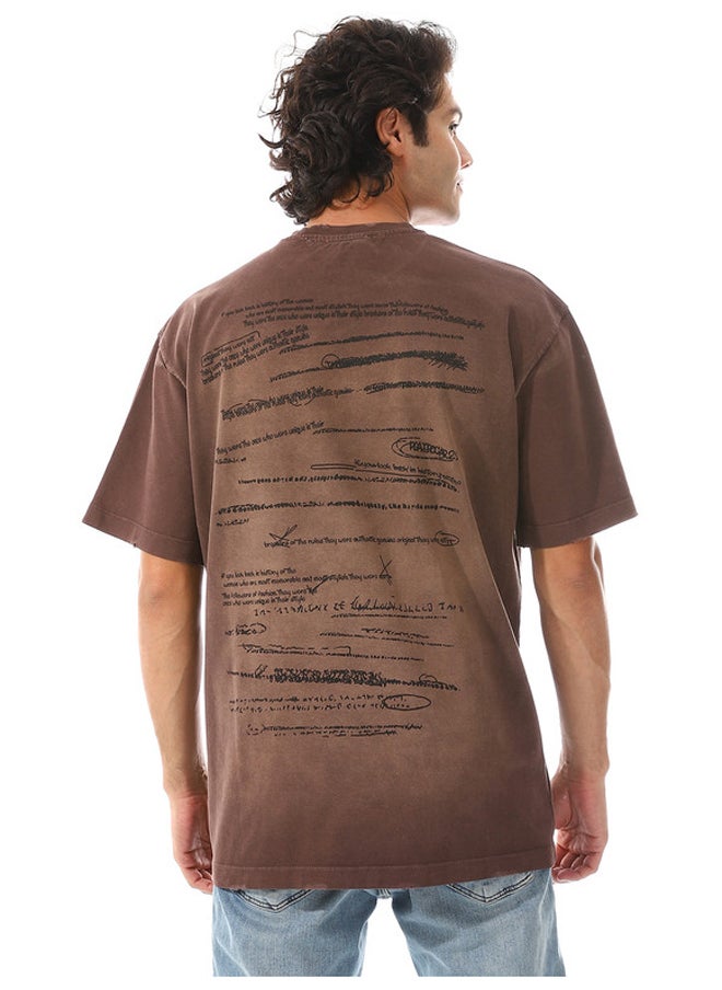 WHITE RABBIT - Russett Brown Short Sleeves Printed T-Shirt - Image 1