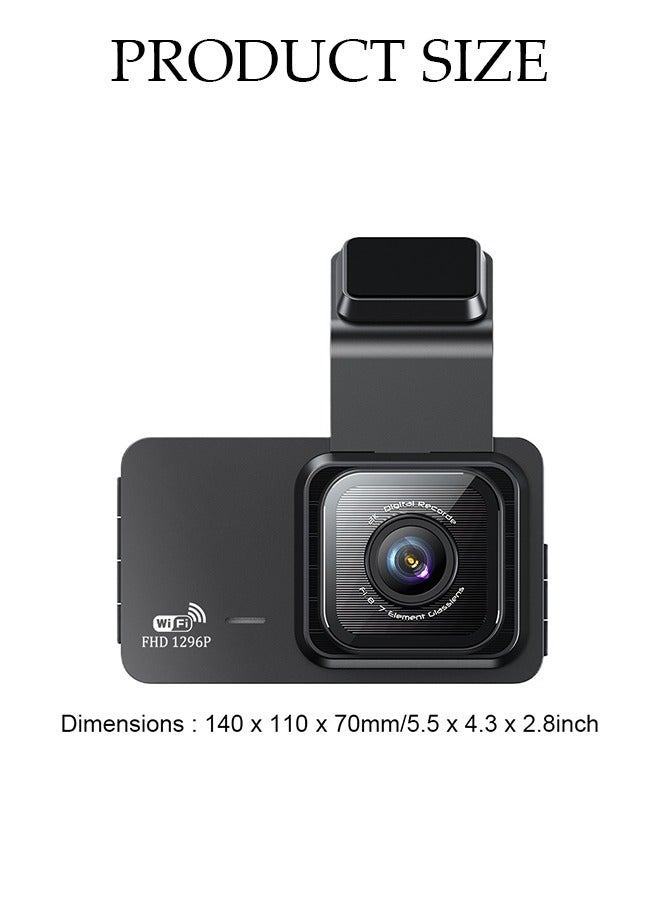 DUNISO Dash Cam Front Rear, Dash Cam 2K 1296P WiFi Car Camera with IPS Screen, Built-in Wi-Fi GPS, Night Vision, 170°Wide Angle, WDR, 24 Hours Parking Monitor, Loop Recording - Image 2