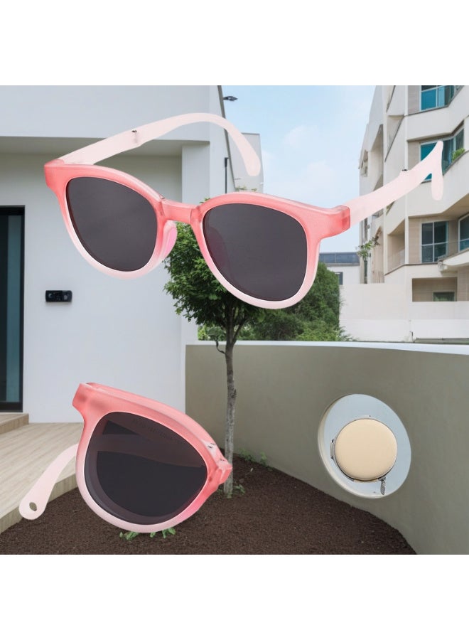 ZESITH 2026 New Gradient TR Frame Foldable Kids Sunglasses, Portable UV Protection Shading Sunglasses KB667 For Boys Girls - Gradient Pink C1 - Image 3