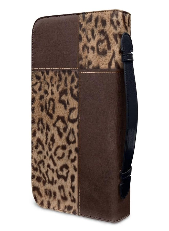 Talayituse Cross Leopard Print Faux Leather Bible Cover for Men Boys Women Girls God is Within Her Christian Bible Case with Handle Carrying Book Case Protector Bible Tote Handbag, L - Image 2