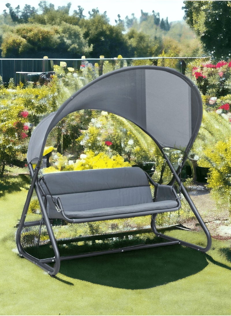 Wooden Twist Wooden Twist Hammock Swing for Outdoor & Indoor Use Sun Shade Design Curved Mesh Canopy  - Image 1