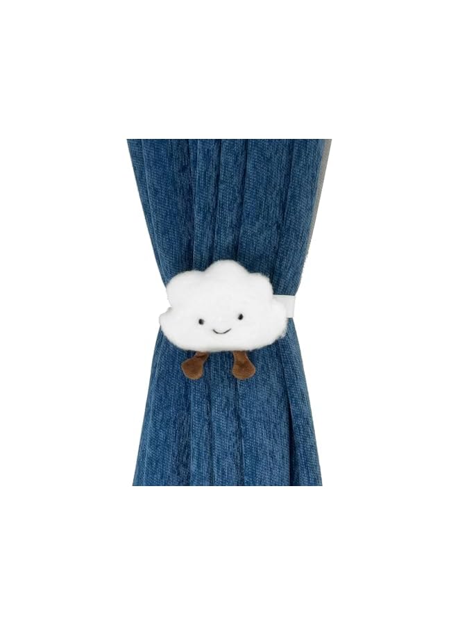 The Bros 2PACK Snap-Fit Cartoon Cloud Curtain Tiebacks Hook Holdbacks Cute Curtain Holdbacks Rope for Baby Children Living Room Bedroom Nursery Decor Home Office Decorative (White)  - Image 4