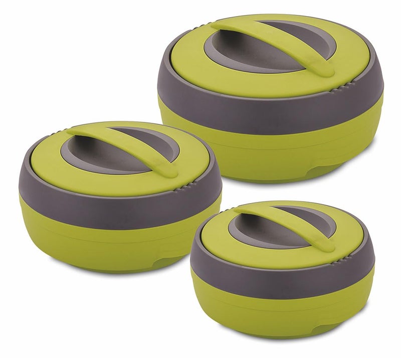 ASIAN Plastic Casserole Inner Stainless Steel Casserole Gift Set of 3 (600 ml, 1000 ml, 1500 ml), Green | PU Insulated | BPA Free | Food Grade | Hot & Cold | Easy To Carry - Image 3