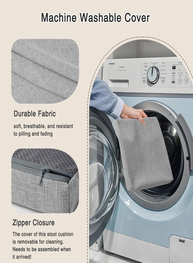 OVOV Set of 6 Bar Stool Cushions Square Non-Slip Cushions for Bar Stools with Ties Small Seat Pads with Washable Cover 12" x 12" (Light Grey) - Image 4