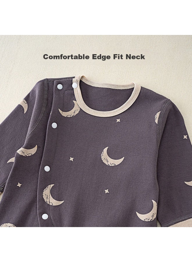 Shu Beiyi Shubeyi Baby Clothes, Newborn Onesie, Belly Protection, New Year Style, Infant Full Moon Baby Romper, Crawling Suit, Gray, Size 73 - Image 1
