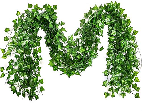 Deehome Silk Artificial Ivy Hanging Grass Creepers (Set of 12), for Home Decoration, Wall Decoration 12 (7.5 Ft Long), Green - Image 5