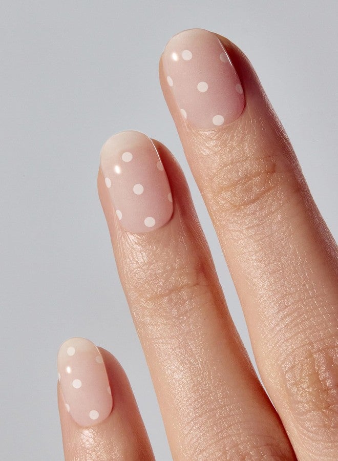 ohora Semi Cured Gel Nail Strips (N Polka Blanc) - Works with Any Nail Lamps, Salon-Quality, Long Lasting, Easy to Apply & Remove - Includes 2 Prep Pads, Nail File & Wooden Stick - Image 2