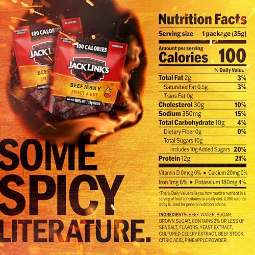 Jack Link's Meat Snacks Beef Jerky, Sweet and Hot, Great Stocking Stuffers and Gifts, 1.25 Ounce (Pack of 10) - Image 2