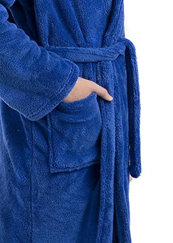 BC BARE COTTON Bare Cotton Kids Microfiber Fleece Shawl Robe - Girls - Royal Blue - Large - Image 3