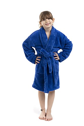BC BARE COTTON Bare Cotton Kids Microfiber Fleece Shawl Robe - Girls - Royal Blue - Large - Image 1