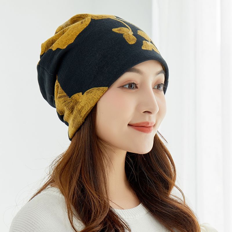 Versatile Autumn Winter Twist Scarf Cap No. 8 yellow large flower 