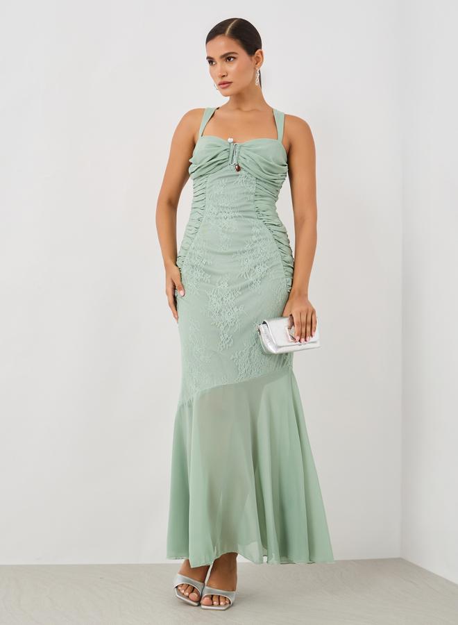 Styli Lace Insert Strappy A-Line Maxi Dress - Image 2