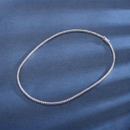 Gemsme 18K White Gold Plated 2.0mm Round Cubic Zirconia Classic Tennis Necklace For Women (20 Inch) - Image 2