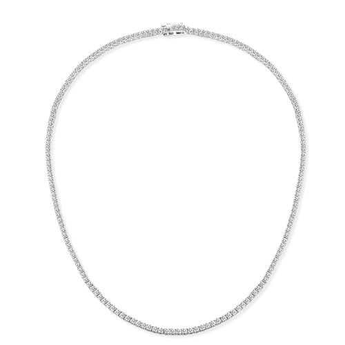 Gemsme 18K White Gold Plated 2.0mm Round Cubic Zirconia Classic Tennis Necklace For Women (20 Inch) - Image 1
